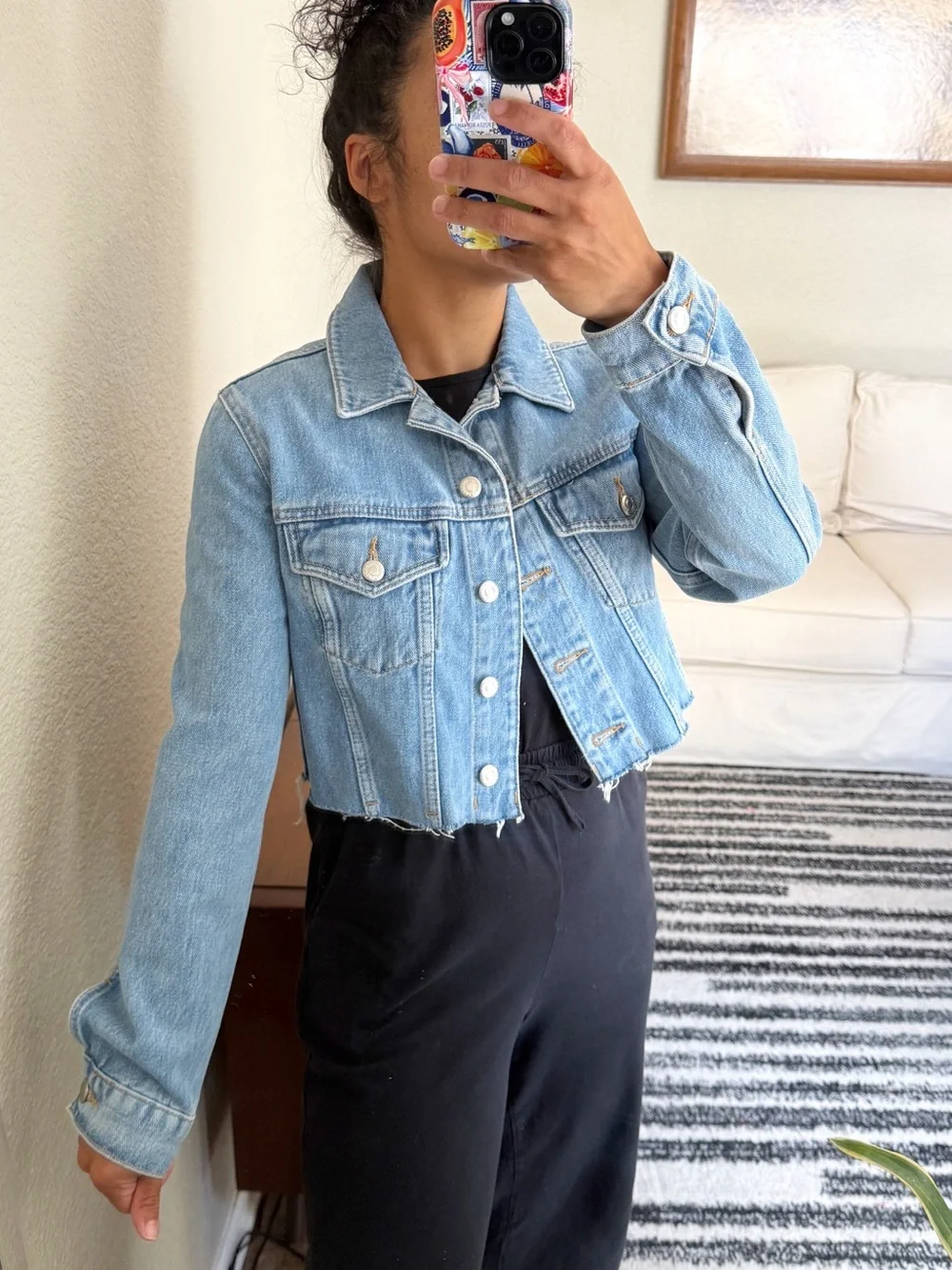 Topshop Light Blue Cropped Denim Jacket